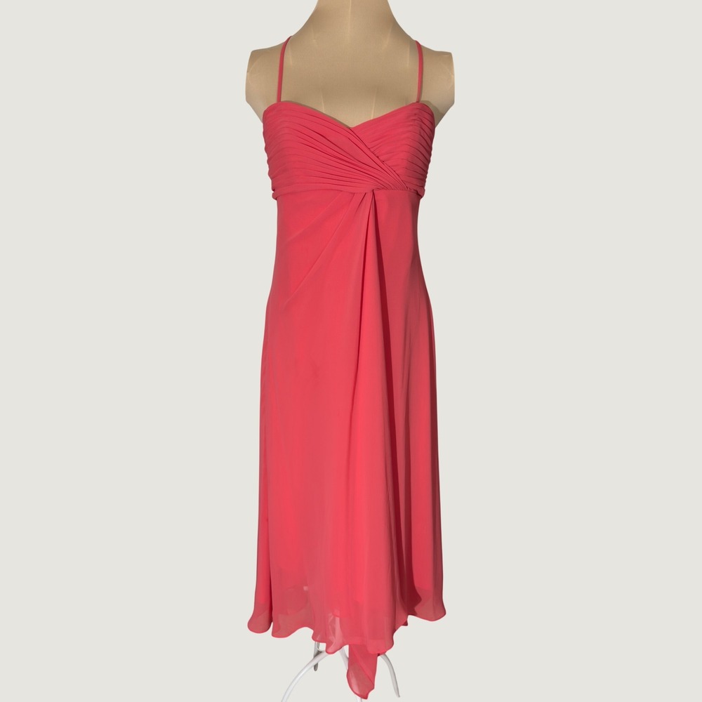 3273 | David's Bridal Pink Chiffon High Low Strapless Dress Prom HOCO Size 12
